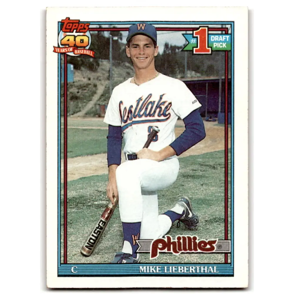 1991 Topps #471 Mike Lieberthal NM-MT RC Rookie Philadelphia Phillies Baseball Card  Image 1