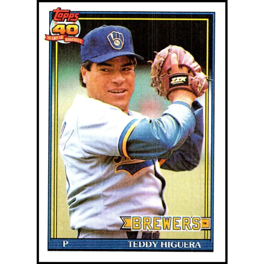 1991 Topps #475 Teddy Higuera NM-MT Milwaukee Brewers Baseball Card  Image 1