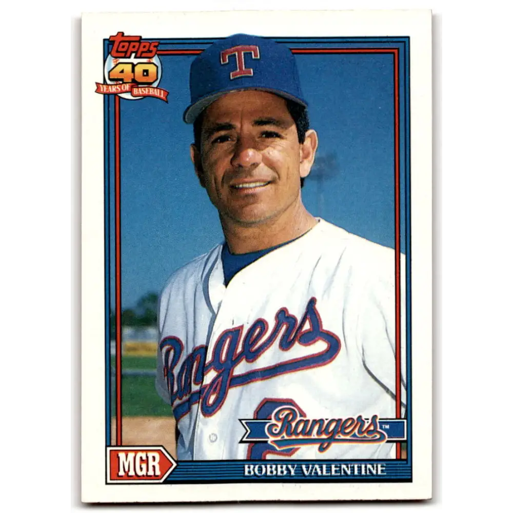 1991 Topps #489 Bobby Valentine NM-MT Texas Rangers Baseball Card  Image 1