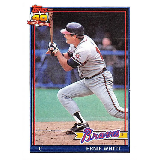 1991 Topps #492 Ernie Whitt NM-MT Atlanta Braves Baseball Card  Image 1