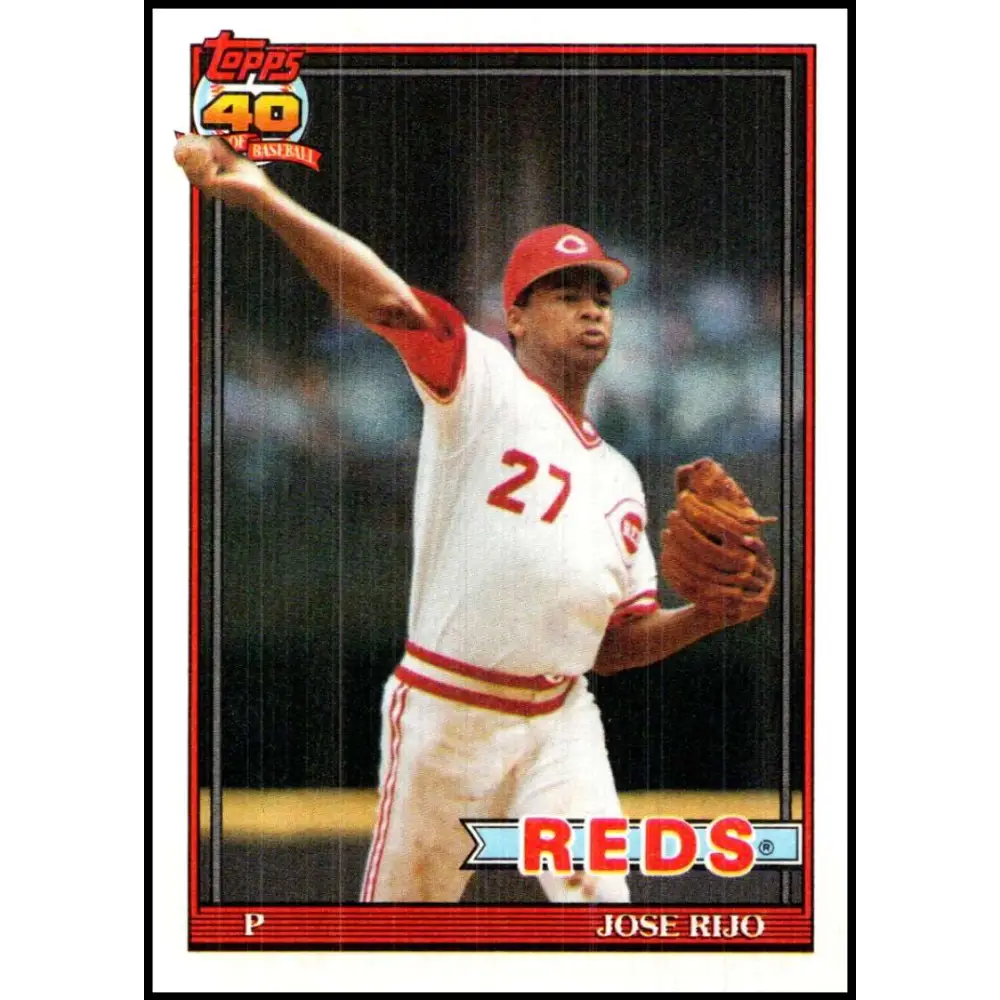 1991 Topps #493 Jose Rijo NM-MT Cincinnati Reds Baseball Card  Image 1