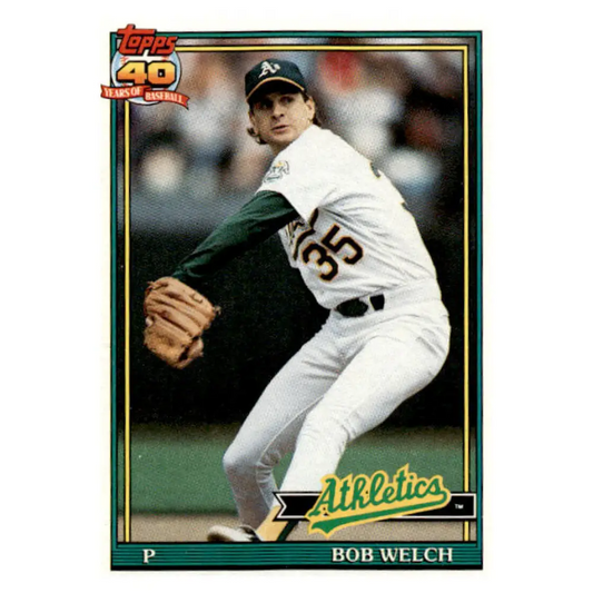 1991 Topps #50 Bob Welch NM-MT Oakland Athletics Baseball Card  Image 1