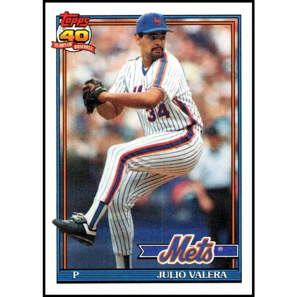 1991 Topps #504 Julio Valera NM-MT New York Mets Baseball Card  Image 1