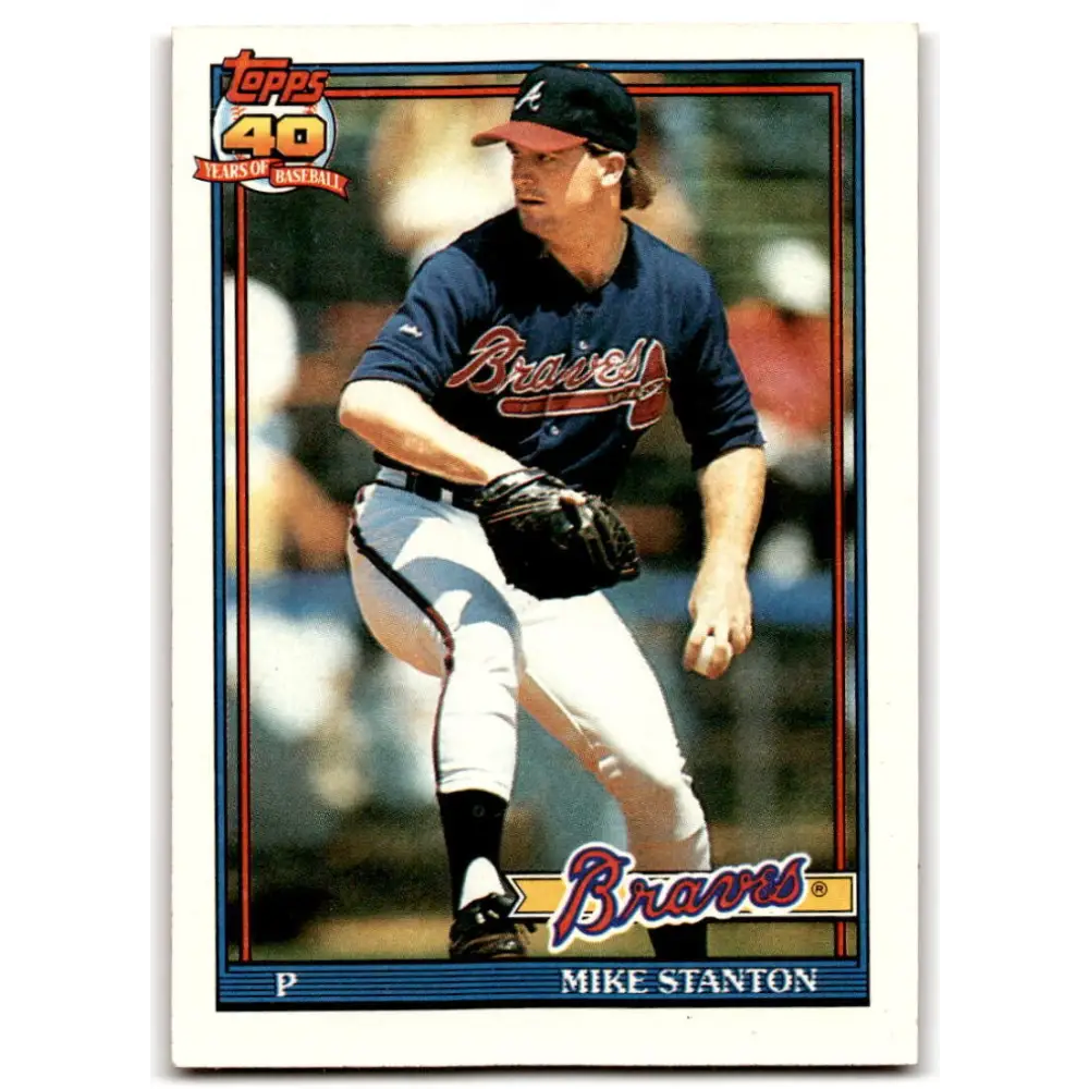 1991 Topps #514 Mike Stanton NM-MT Atlanta Braves Baseball Card  Image 1