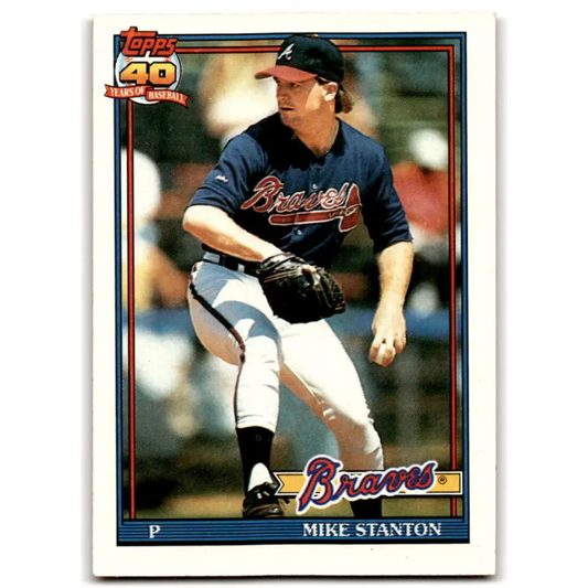 1991 Topps #514 Mike Stanton NM-MT Atlanta Braves Baseball Card  Image 1