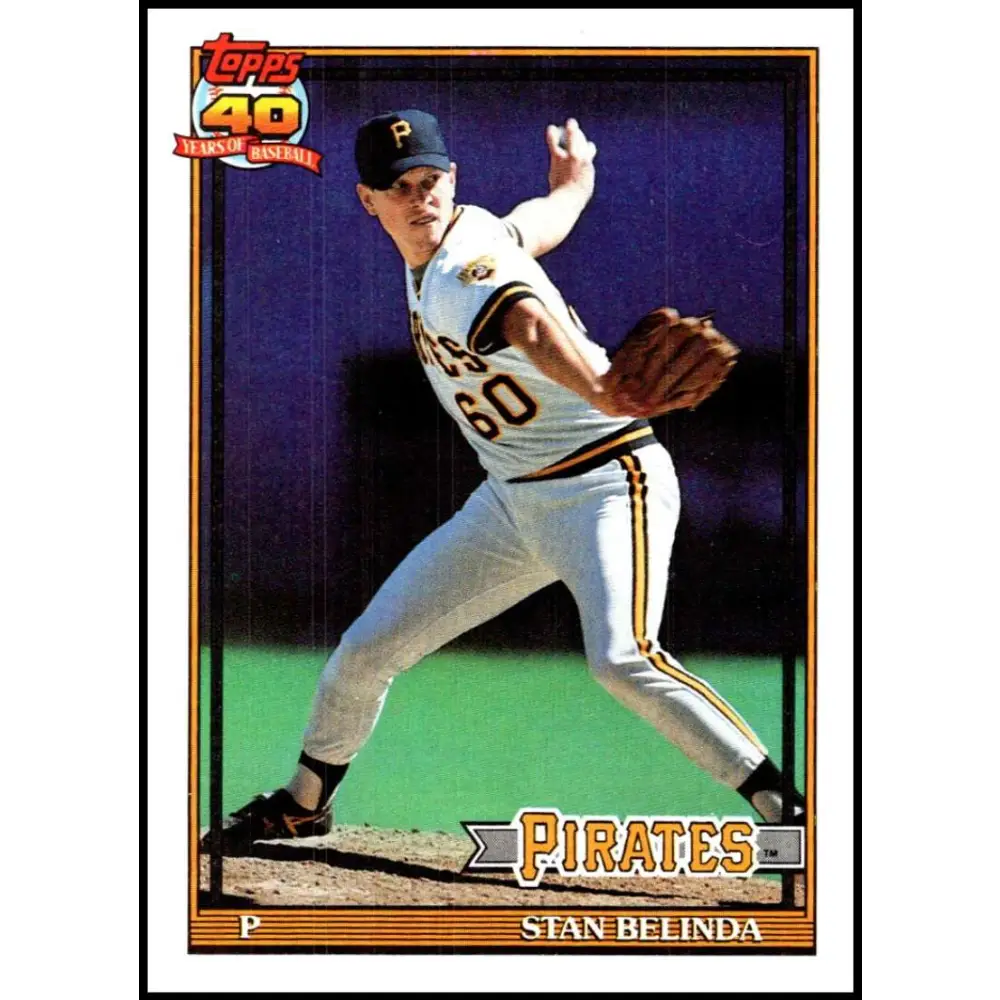 1991 Topps #522 Stan Belinda NM-MT Pittsburgh Pirates Baseball Card  Image 1