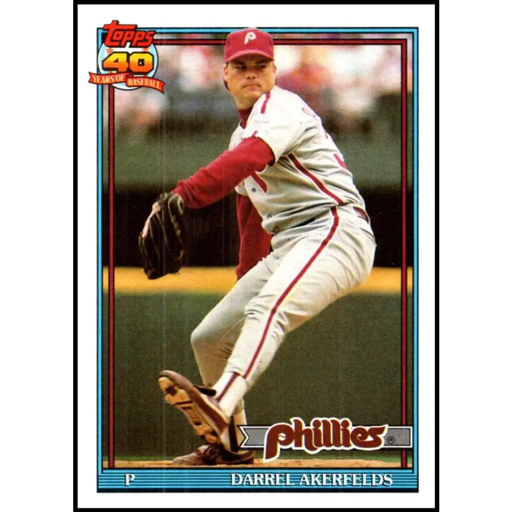 1991 Topps #524 Darrel Akerfelds NM-MT Philadelphia Phillies Baseball Card  Image 1