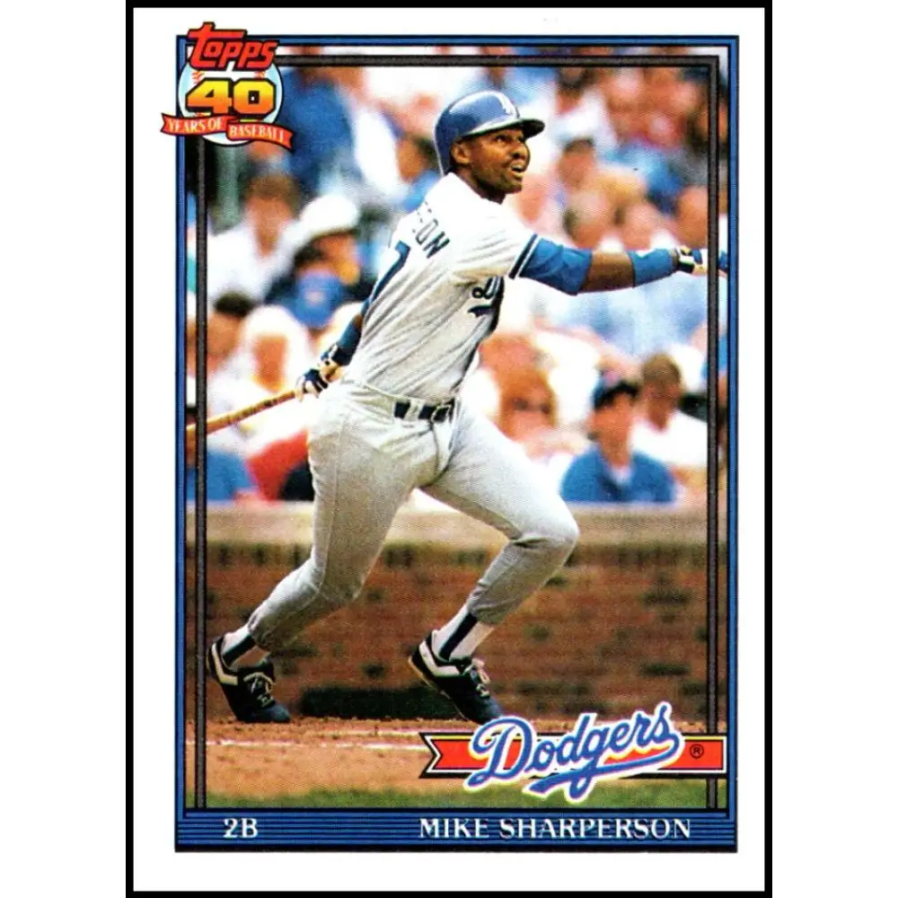 1991 Topps #53 Mike Sharperson NM-MT Los Angeles Dodgers Baseball Card  Image 1