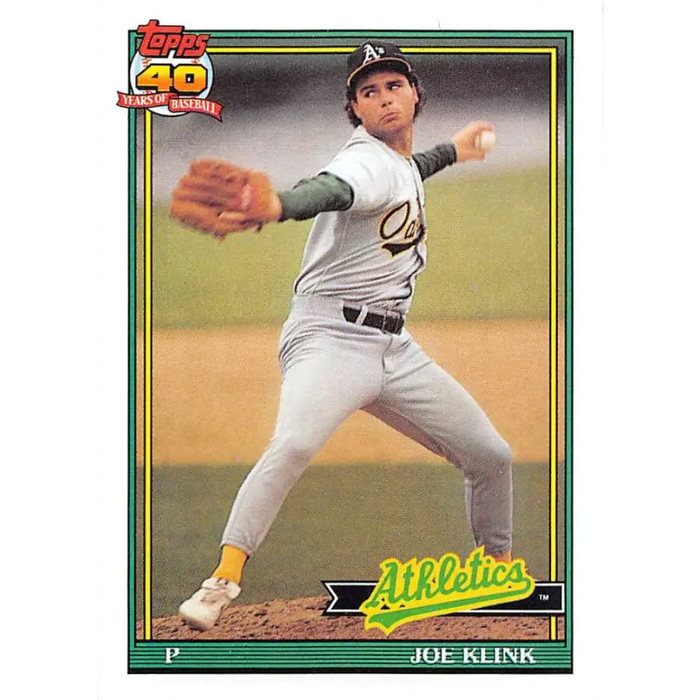 1991 Topps #553 Joe Klink NM-MT Oakland Athletics Baseball Card  Image 1