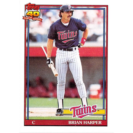 1991 Topps #554 Brian Harper NM-MT Minnesota Twins Baseball Card  Image 1