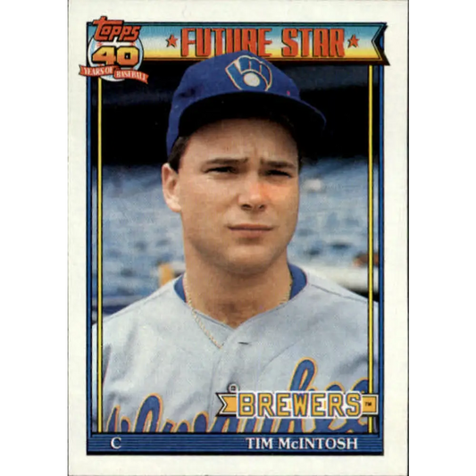 1991 Topps #561 Tim McIntosh NM-MT Milwaukee Brewers Baseball Card  Image 1