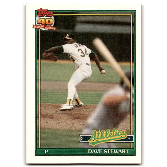 1991 Topps #580 Dave Stewart NM-MT Oakland Athletics Baseball Card  Image 1