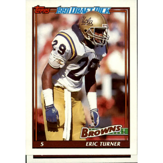 1991 Topps #589 Eric Turner NM-MT RC Rookie Cleveland Browns Football Card  Image 1
