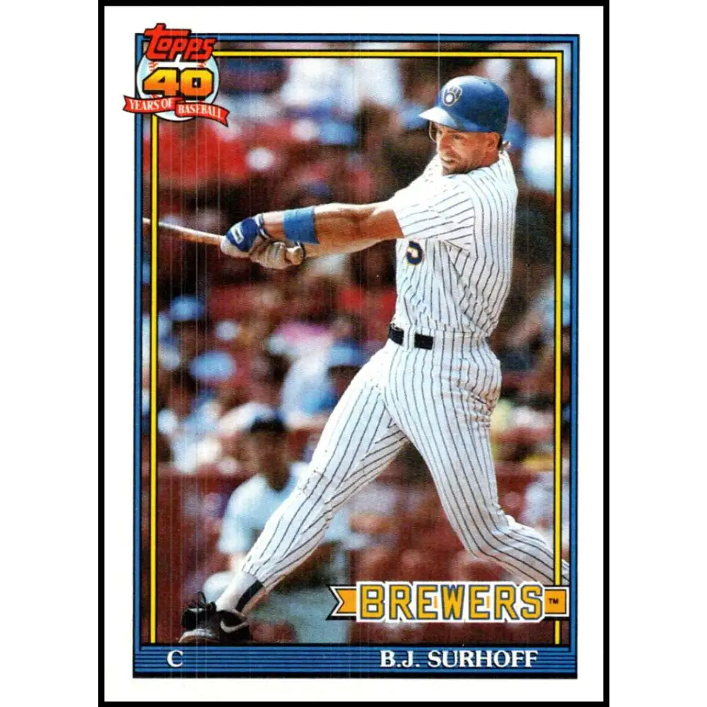 1991 Topps #592 B.J. Surhoff NM-MT Milwaukee Brewers Baseball Card  Image 1