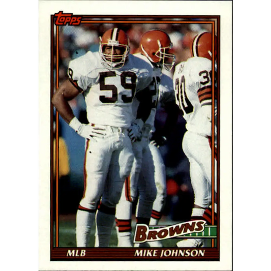 1991 Topps #592 Mike Johnson NM-MT Cleveland Browns Football Card  Image 1