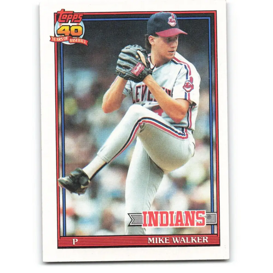 1991 Topps #593 Mike Walker NM-MT Cleveland Indians Baseball Card  Image 1