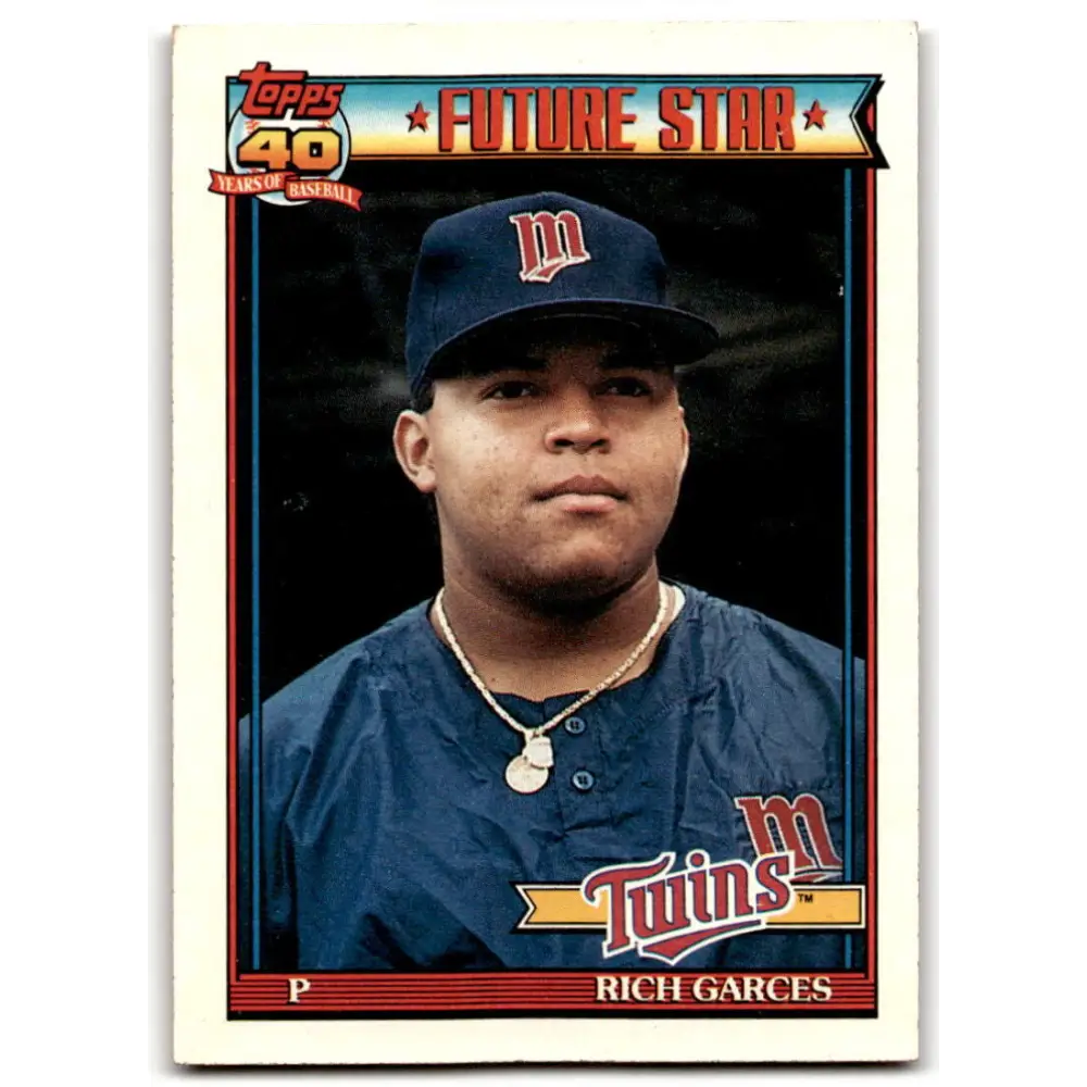 1991 Topps #594 Rich Garces NM-MT RC Rookie Minnesota Twins Baseball Card  Image 1