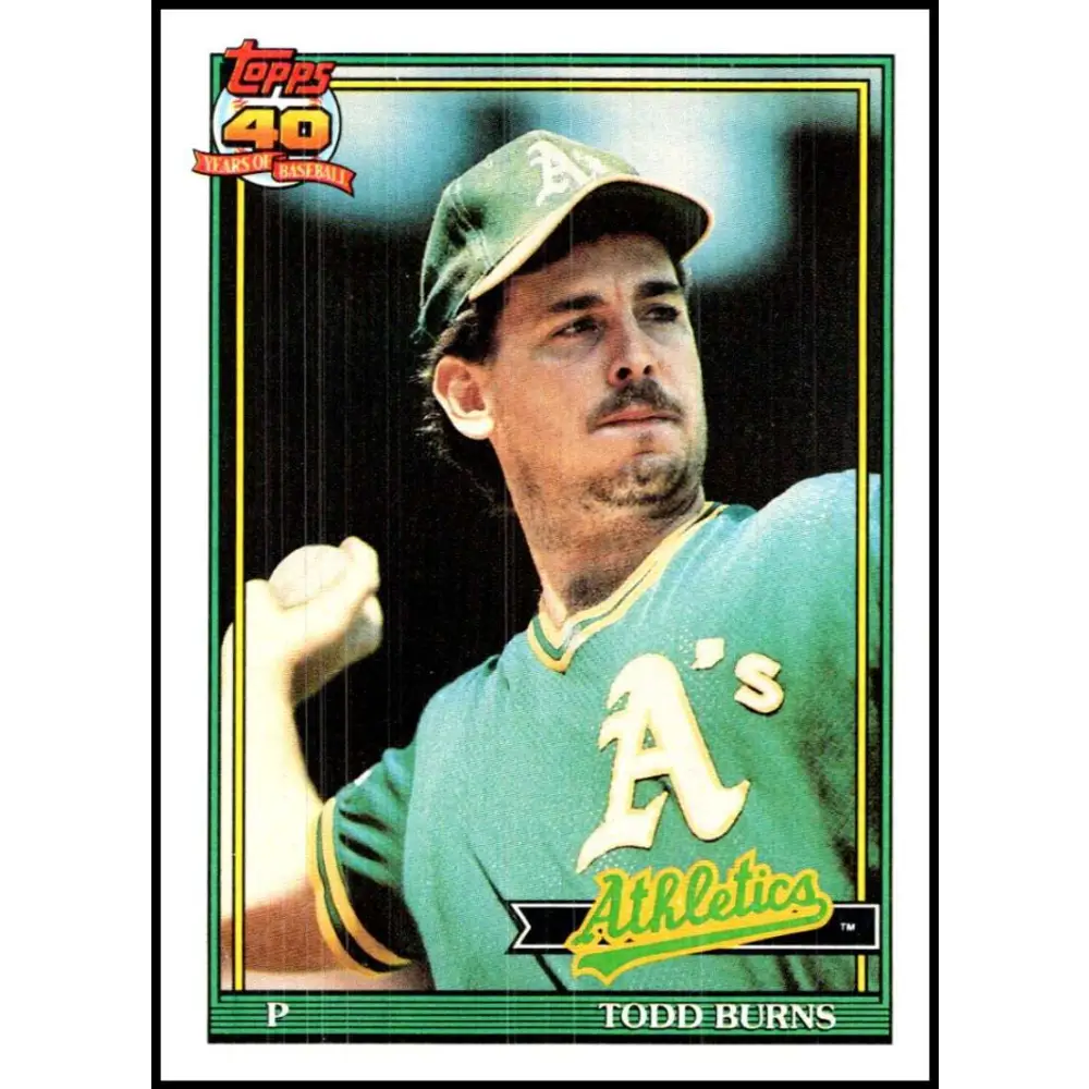 1991 Topps #608 Todd Burns NM-MT Oakland Athletics Baseball Card  Image 1