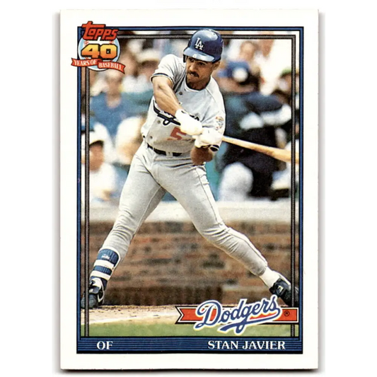 1991 Topps #61 Stan Javier NM-MT Los Angeles Dodgers Baseball Card  Image 1