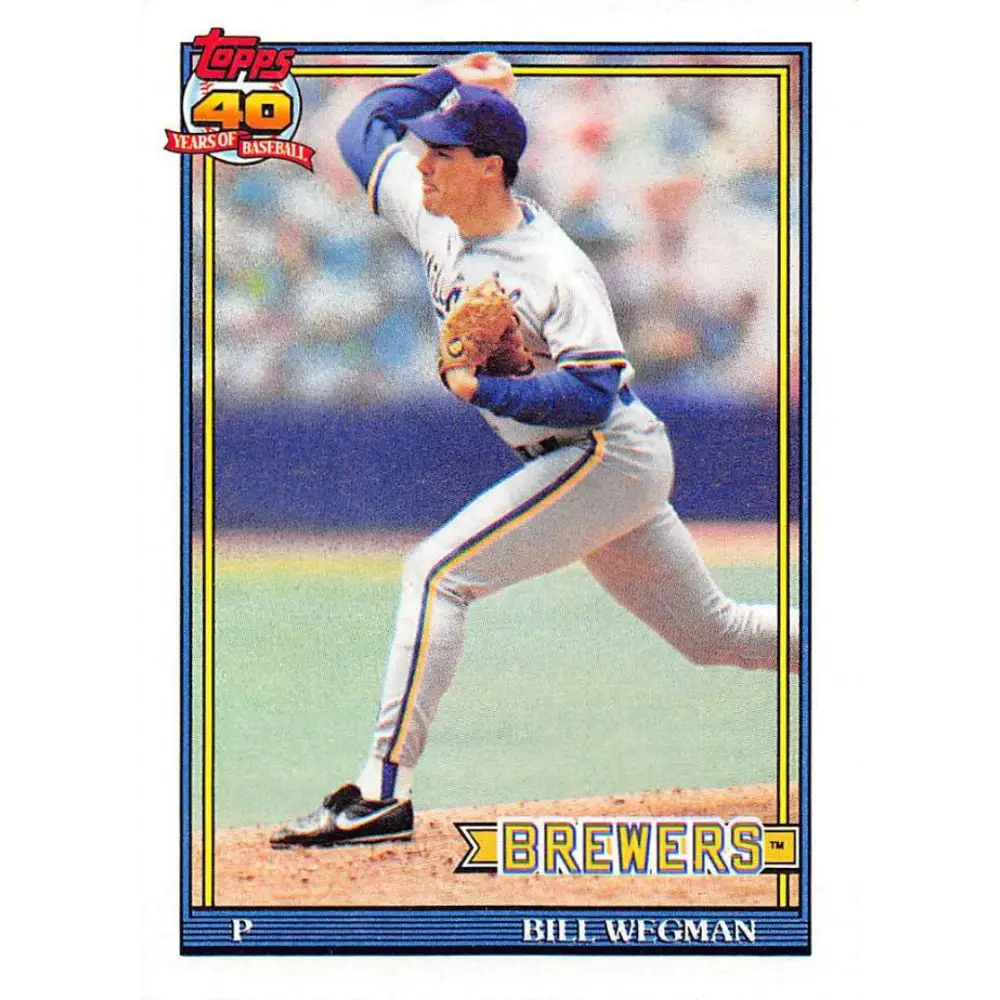 1991 Topps #617 Bill Wegman NM-MT Milwaukee Brewers Baseball Card  Image 1