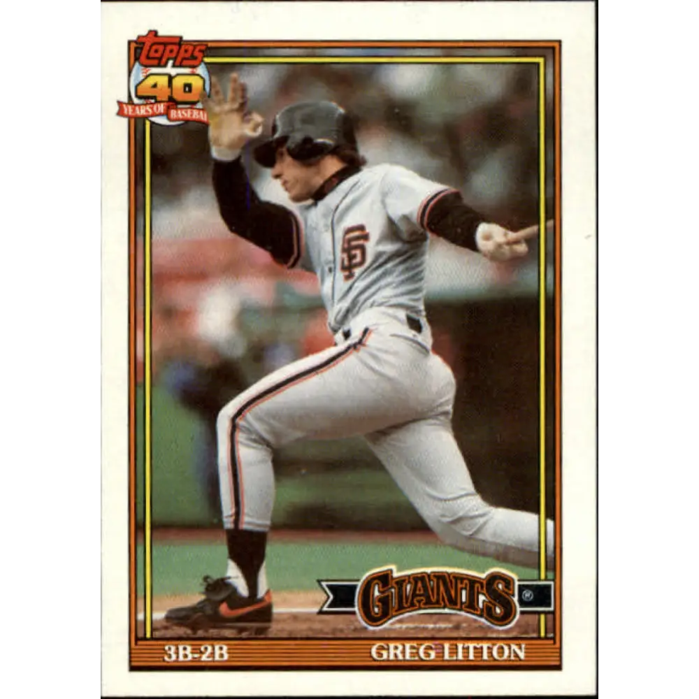 1991 Topps #628 Greg Litton NM-MT San Francisco Giants Baseball Card  Image 1