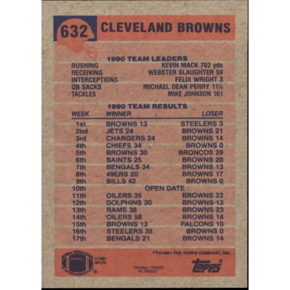 1991 Topps #632 Eric Metcalf NM-MT Cleveland Browns Football Card  Image 2