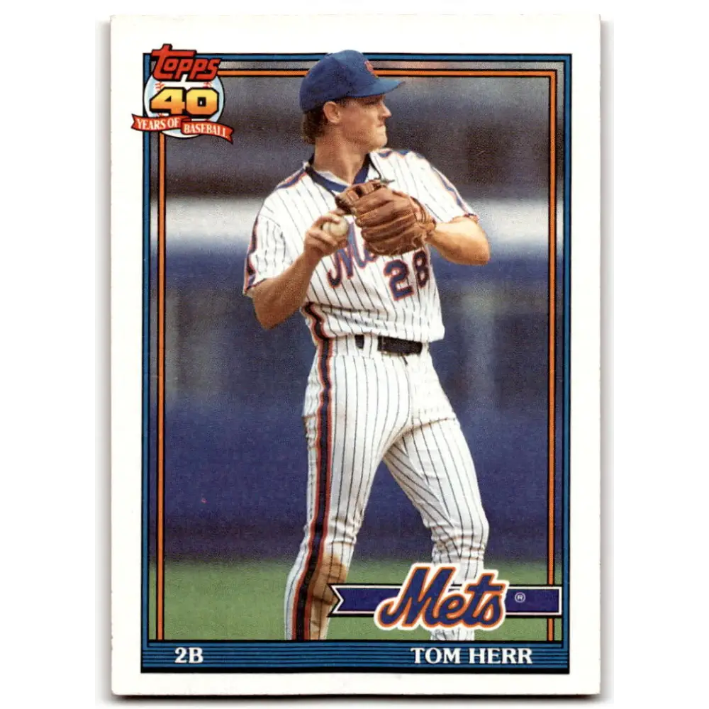 1991 Topps #64 Tom Herr NM-MT New York Mets Baseball Card  Image 1