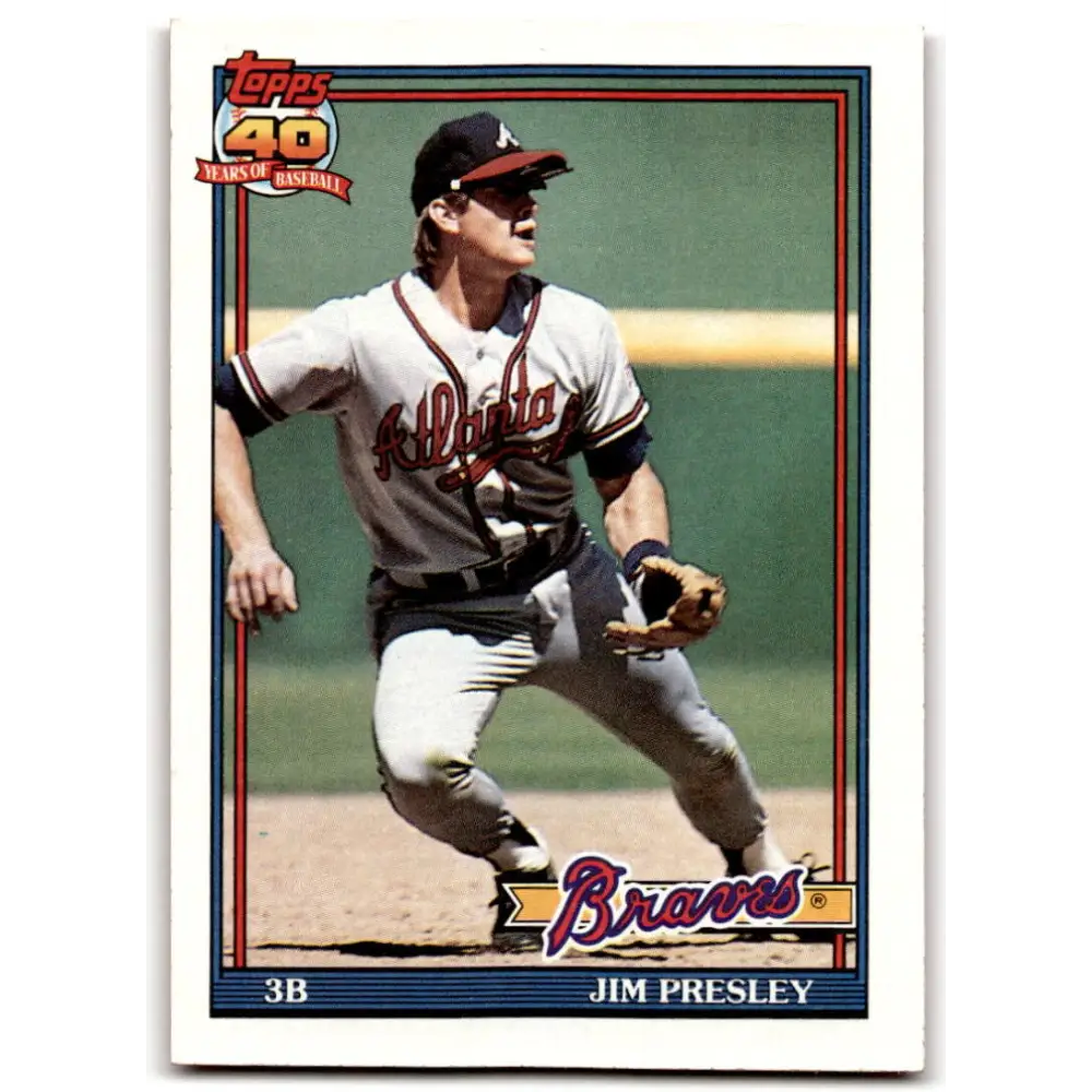 1991 Topps #643 Jim Presley NM-MT Atlanta Braves Baseball Card  Image 1