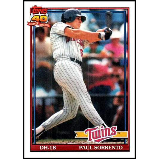1991 Topps #654 Paul Sorrento NM-MT Minnesota Twins Baseball Card  Image 1