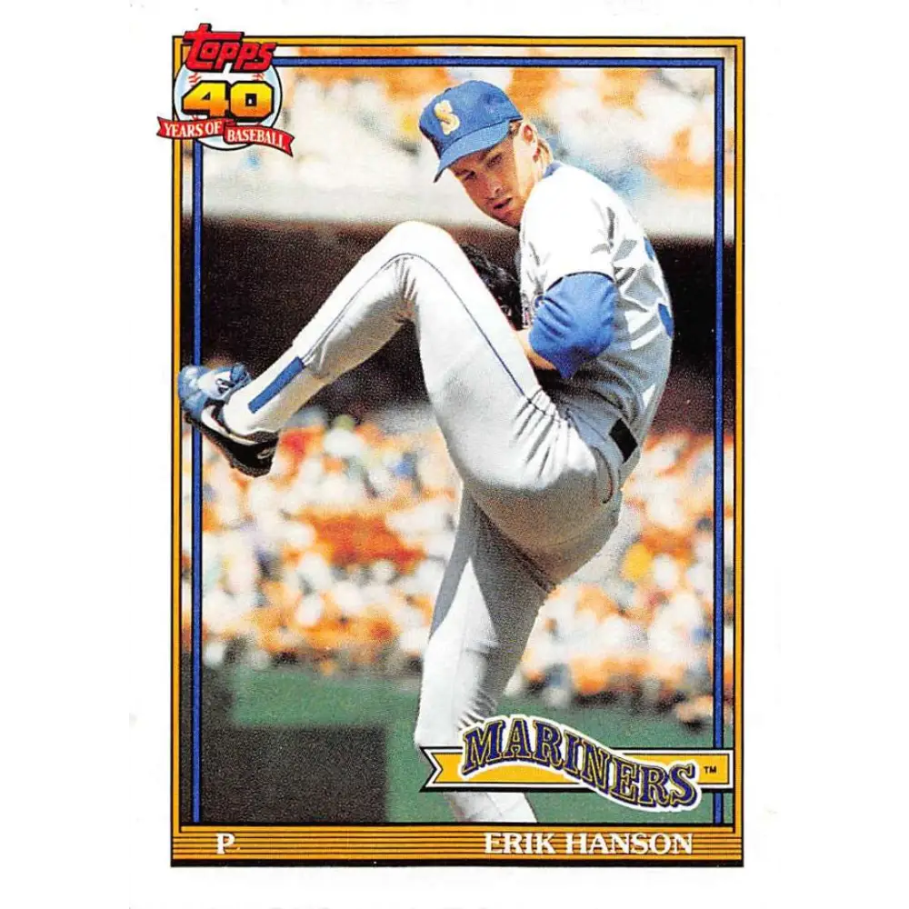 1991 Topps #655 Erik Hanson NM-MT Seattle Mariners Baseball Card  Image 1