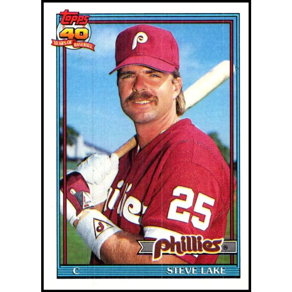 1991 Topps #661 Steve Lake NM-MT Philadelphia Phillies Baseball Card  Image 1