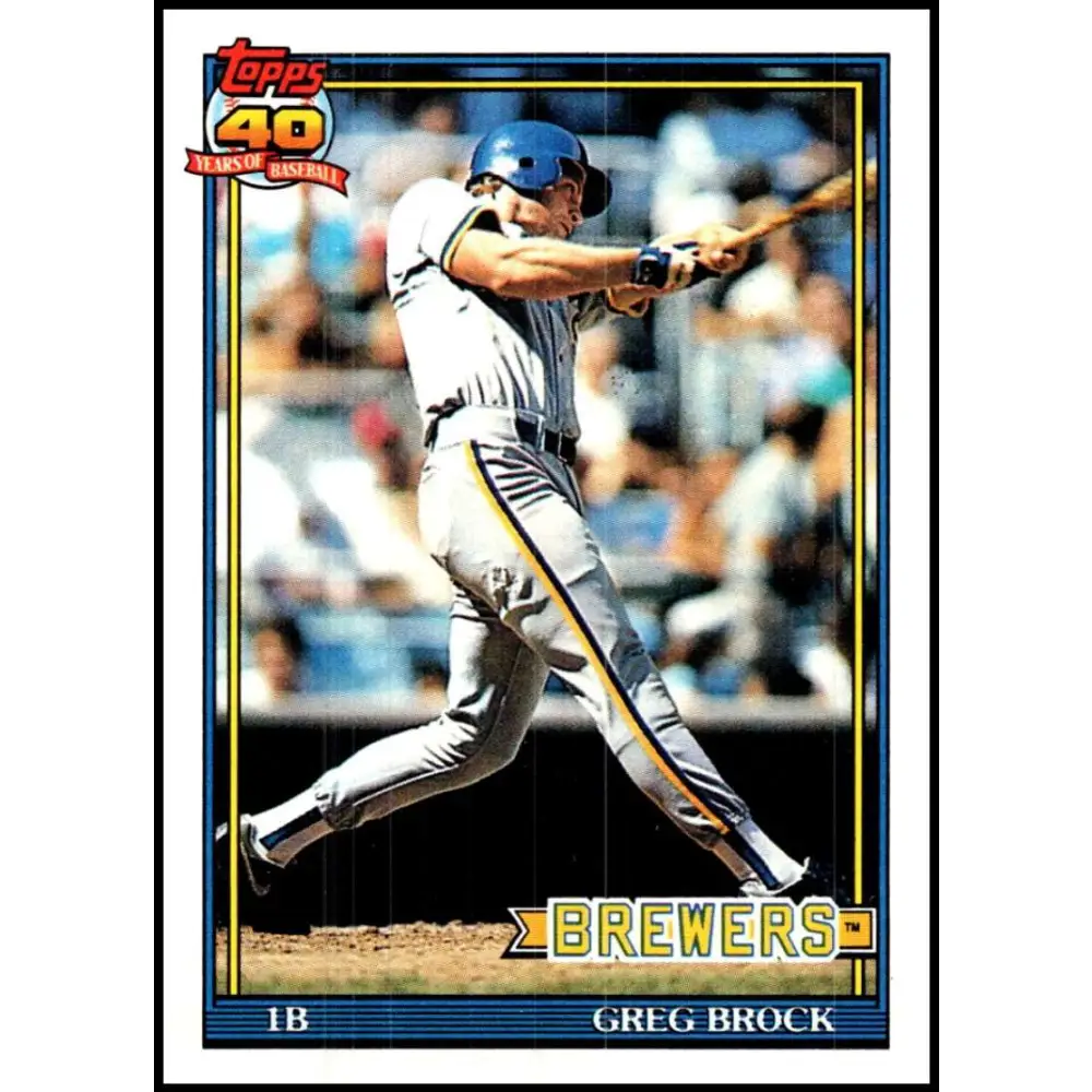 1991 Topps #663 Greg Brock NM-MT Milwaukee Brewers Baseball Card  Image 1