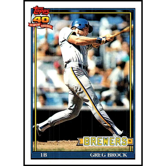 1991 Topps #663 Greg Brock NM-MT Milwaukee Brewers Baseball Card  Image 1