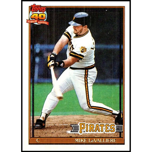 1991 Topps #665 Mike LaValliere NM-MT Pittsburgh Pirates Baseball Card  Image 1
