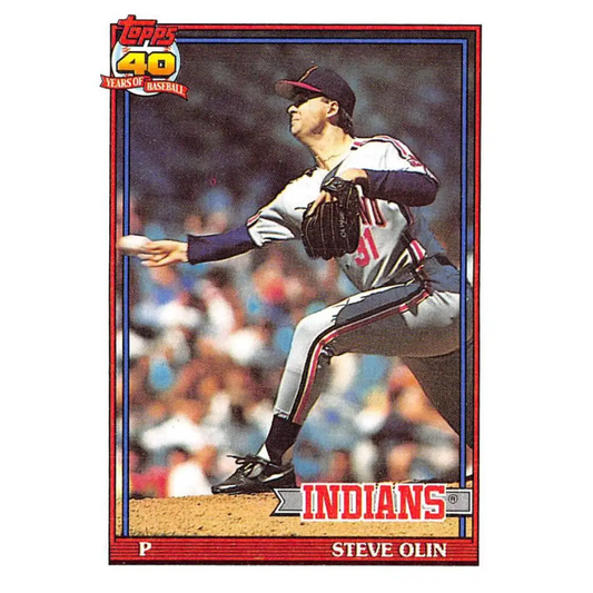 1991 Topps #696 Steve Olin NM-MT Cleveland Indians Baseball Card  Image 1