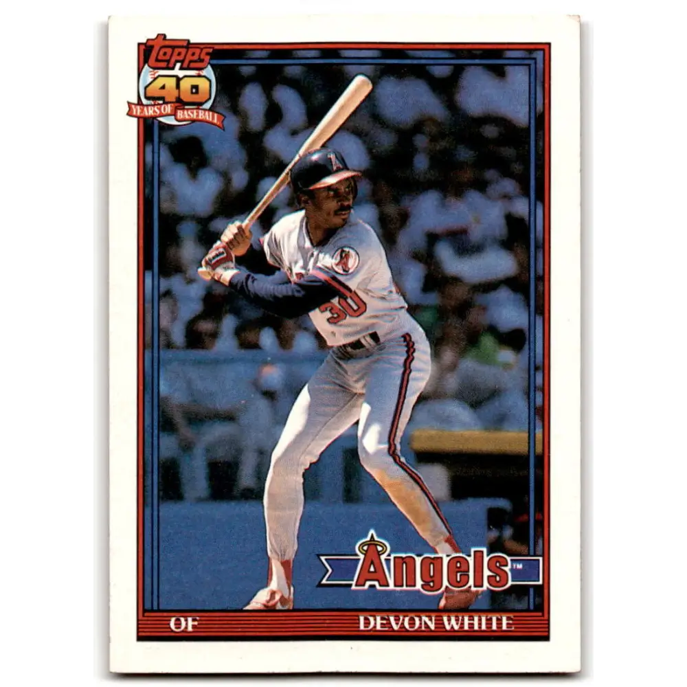 1991 Topps #704 Devon White NM-MT California Angels Baseball Card  Image 1