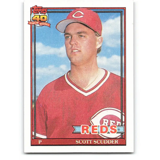1991 Topps #713 Scott Scudder NM-MT Cincinnati Reds Baseball Card  Image 1