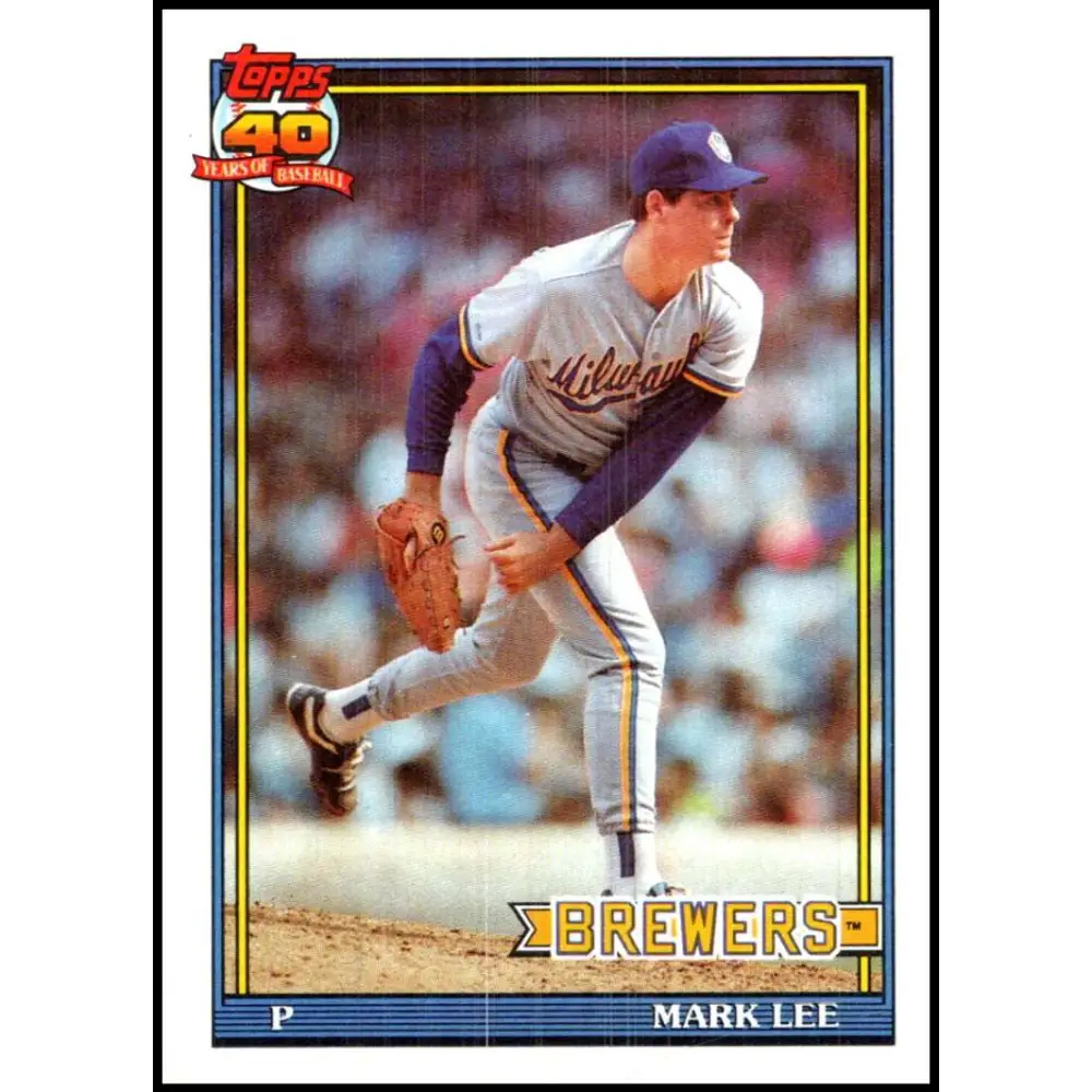 1991 Topps #721 Mark Lee NM-MT RC Rookie Milwaukee Brewers Baseball Card  Image 1