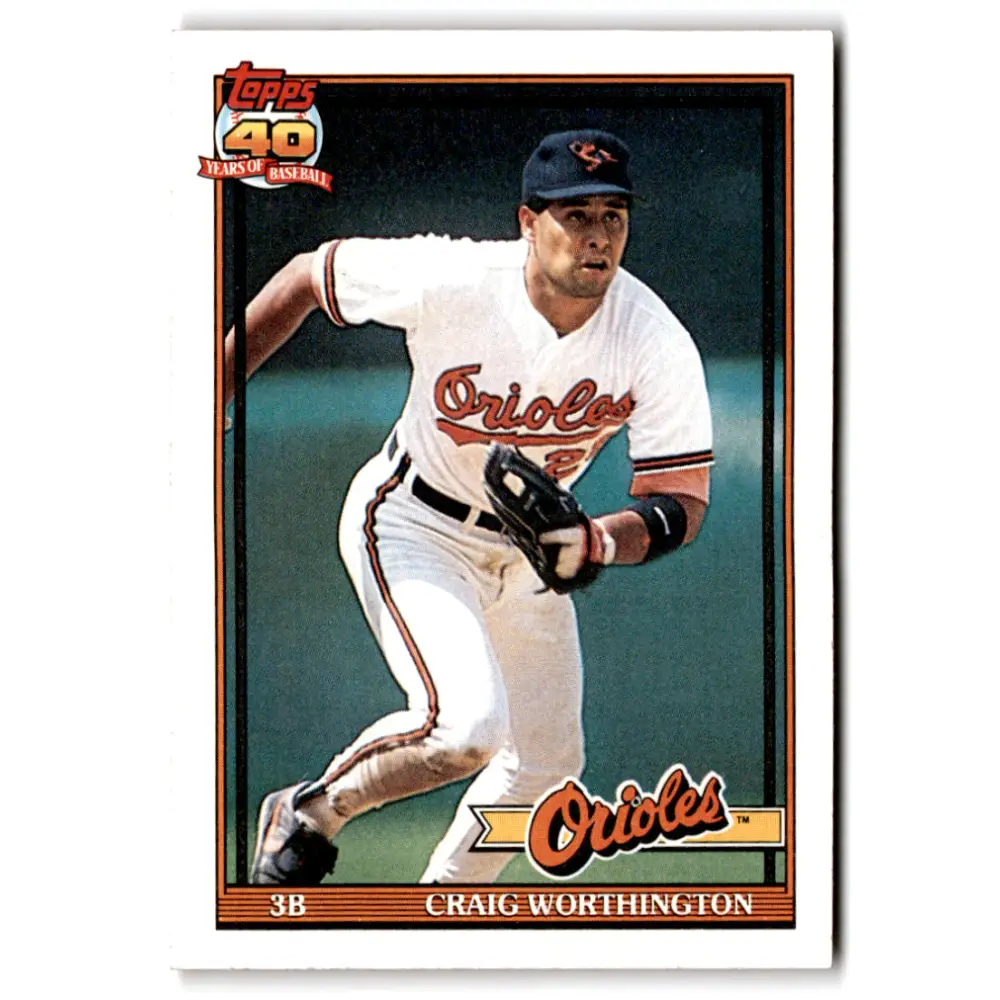 1991 Topps #73 Craig Worthington NM-MT Baltimore Orioles Baseball Card  Image 1