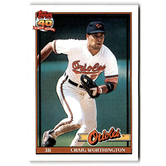1991 Topps #73 Craig Worthington NM-MT Baltimore Orioles Baseball Card  Image 1
