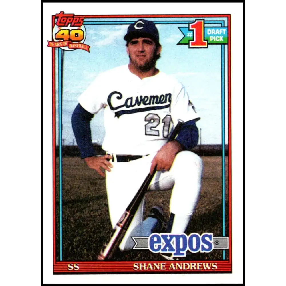 1991 Topps #74 Shane Andrews NM-MT RC Rookie Montreal Expos Baseball Card  Image 1