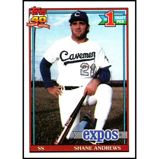 1991 Topps #74 Shane Andrews NM-MT RC Rookie Montreal Expos Baseball Card  Image 1