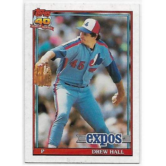 1991 Topps #77 Drew Hall NM-MT Montreal Expos Baseball Card  Image 1