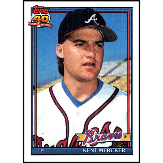 1991 Topps #772 Kent Mercker NM-MT Atlanta Braves Baseball Card  Image 1