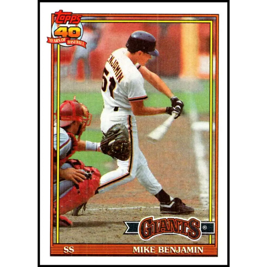1991 Topps #791 Mike Benjamin NM-MT San Francisco Giants Baseball Card  Image 1