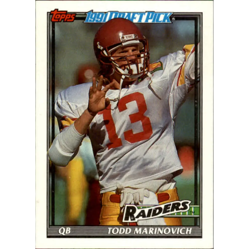 1991 Topps #83 Todd Marinovich NM-MT RC Rookie Los Angeles Raiders Football Card  Image 1