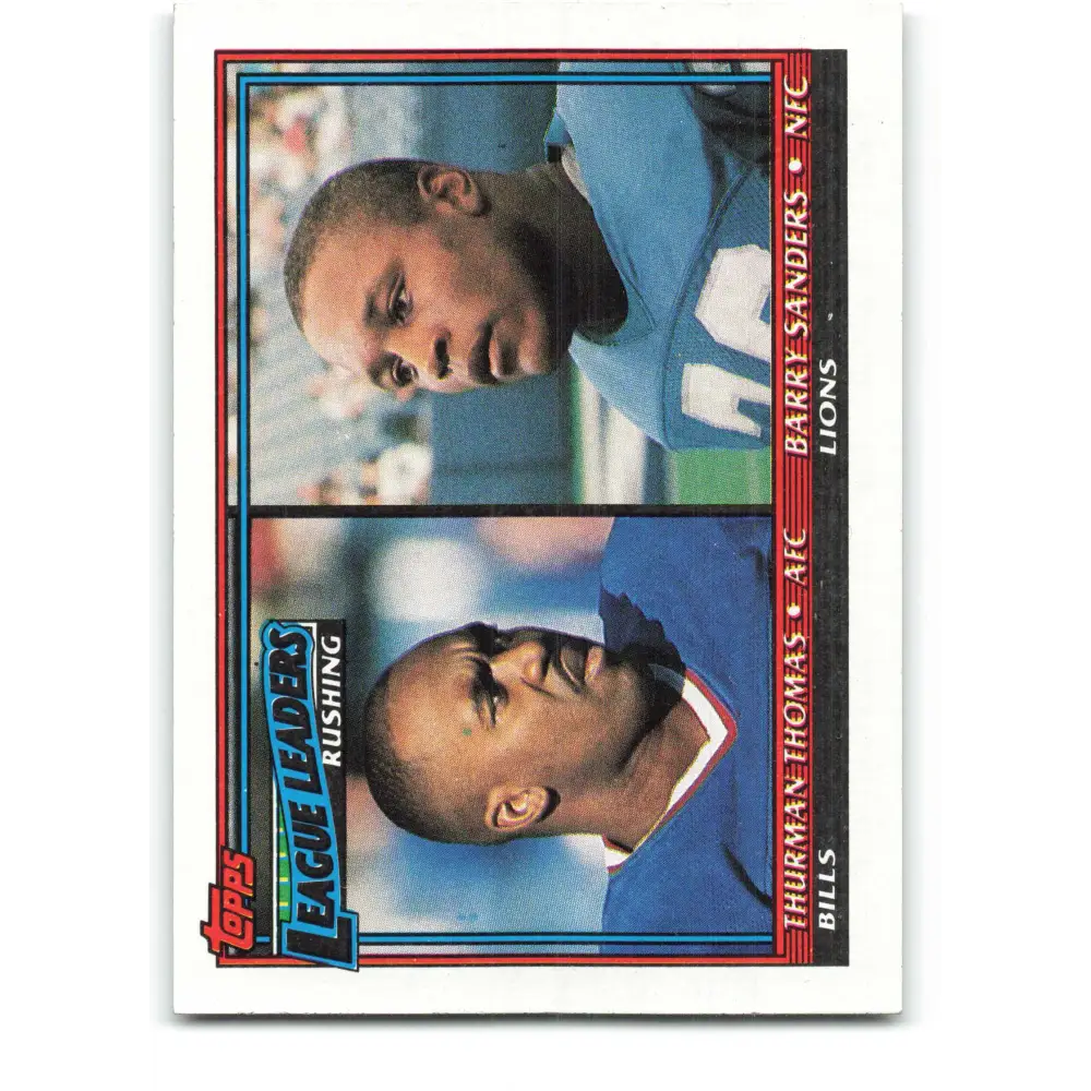 1991 Topps #9 Thurman Thomas/Barry Sanders NM-MT Buffalo Bills/Detroit Lions Football Card  Image 1
