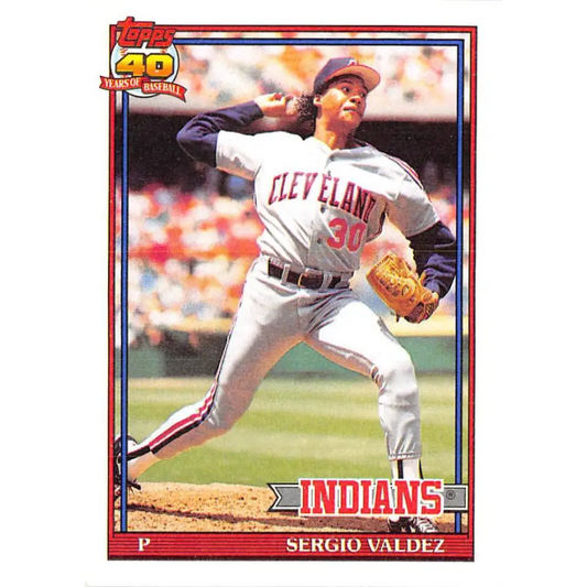 1991 Topps #98 Sergio Valdez NM-MT Cleveland Indians Baseball Card  Image 1