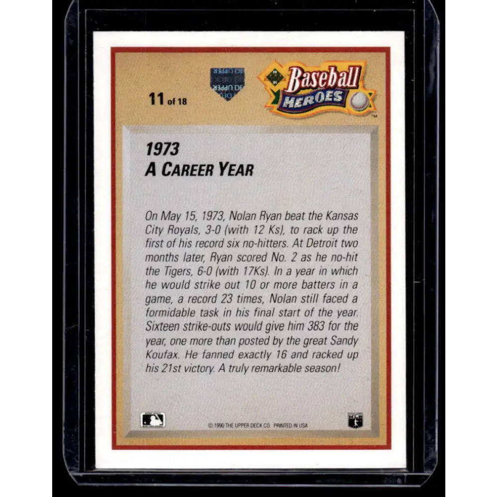 1991 Upper Deck #11 Nolan Ryan California Angels NM-MT Baseball Card Image 2