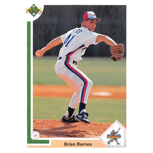 1991 Upper Deck #12 Brian Barnes EX Excellent RC Rookie Montreal Expos Baseball Card  Image 1